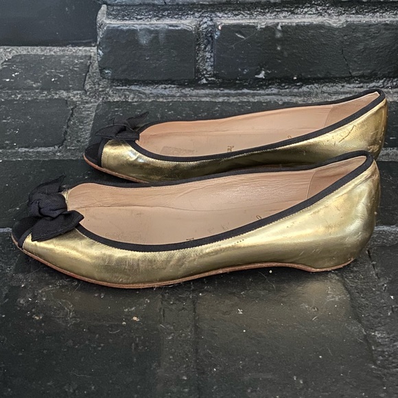 Christian Louboutin gold ballerina peep toe flats - Picture 14 of 16